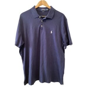 SALE Polo Ralph Lauren Mens Classic Fit Navy Blue Cotton Polo Shirt Golf - XL